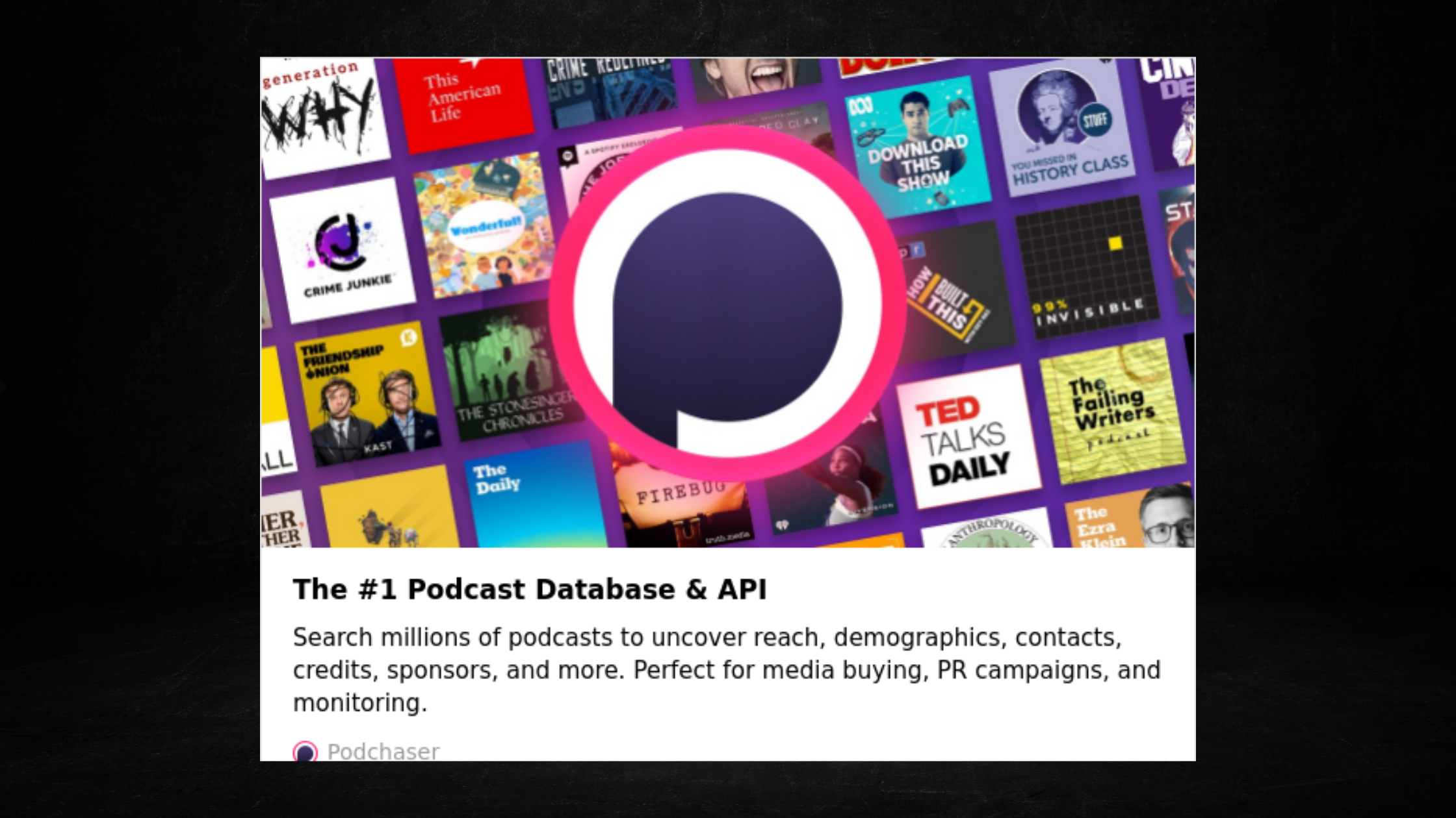 Podchaser website featuring podcast ratings, reviews, and discoverability features